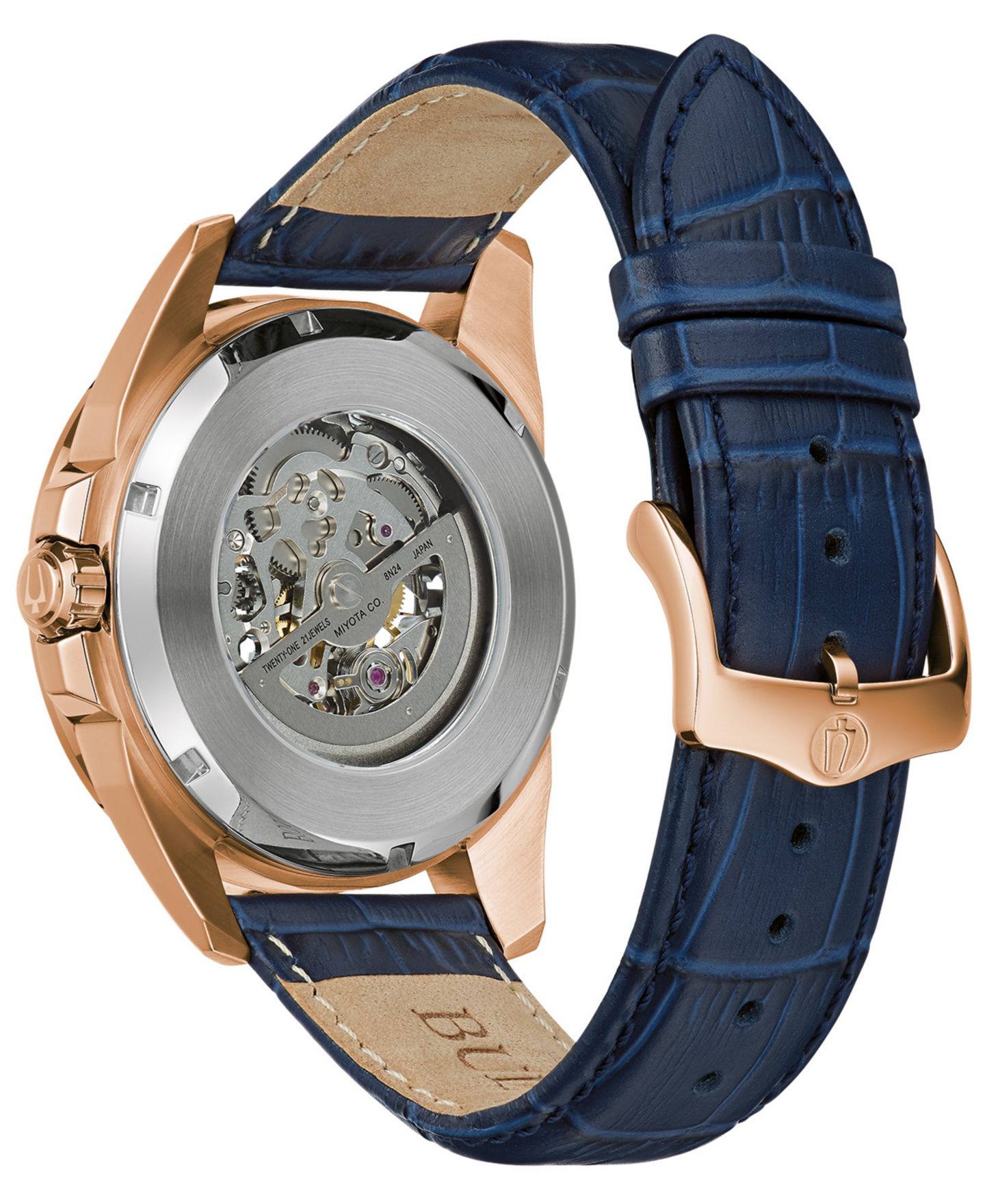 Мужские часы Bulova Automatic Classic Sutton Blue Leather Strap Watch 46mm — фото 3