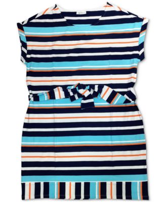 macy's blue and white striped dress