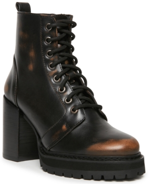 image of Steve Madden Women-s Rivet Lace-Up Lug Sole Booties