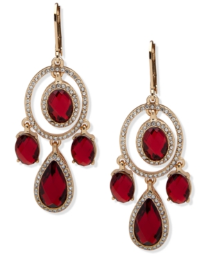 image of Anne Klein Gold-Tone Stone & Crystal Chandelier Earrings
