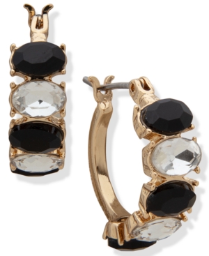image of Anne Klein Gold-Tone Stone Hoop Earrings