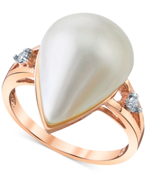 image of Cultured Freshwater Mabe Pearl (12mm) & Diamond Accent Ring in 14k Rose Gold
