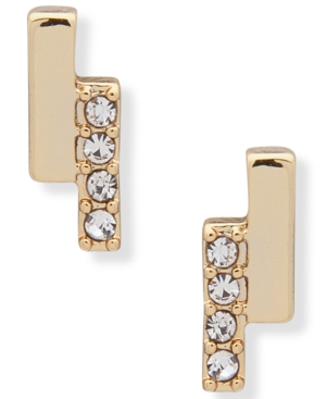 image of Dkny Gold-Tone Pave Stick Stud Earrings