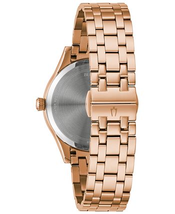 Bulova - Women's Classic Diamond-Accent Rose Gold-Tone Stainless Steel Bracelet Watch 36mm