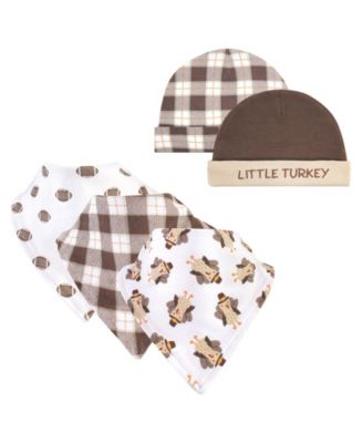 Cotton Bib and Headband or Caps Set