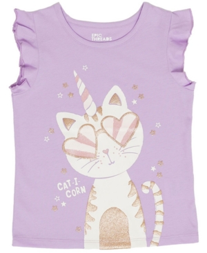 image of Epic Threads Toddler Girls Short Sleeve Kitty Graphic Mix and Match Tee