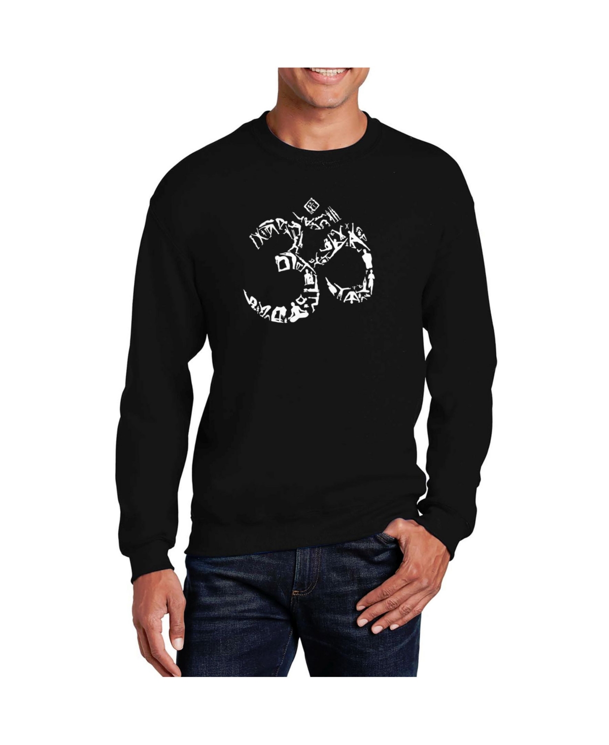 La Pop Art Men's Word Art The Om Symbol Out Of Yoga Poses Crewneck Sweatshirt