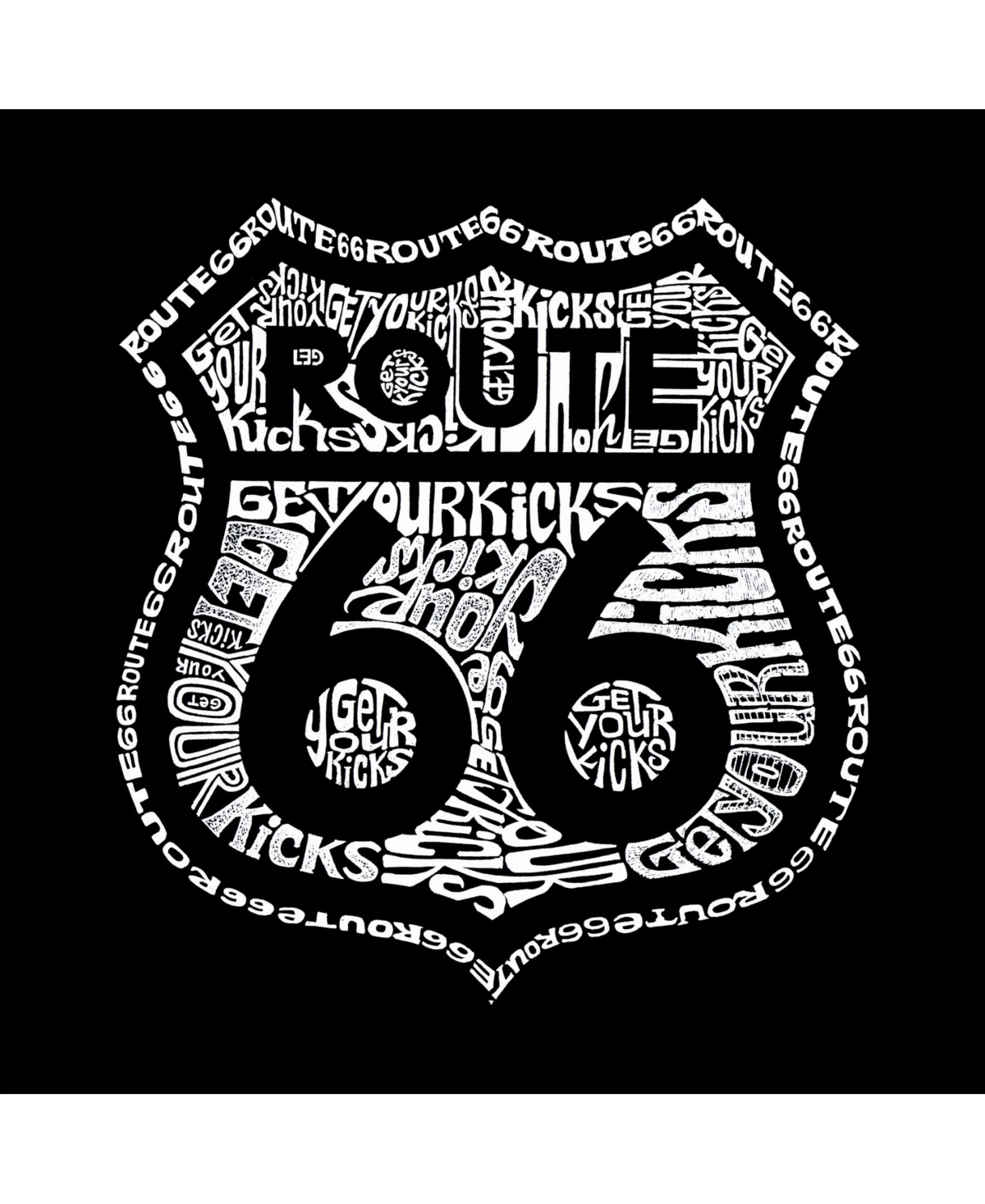 La Pop Art Men's Word Art Get Your Kicks On Route 66 Crewneck Sweatshirt