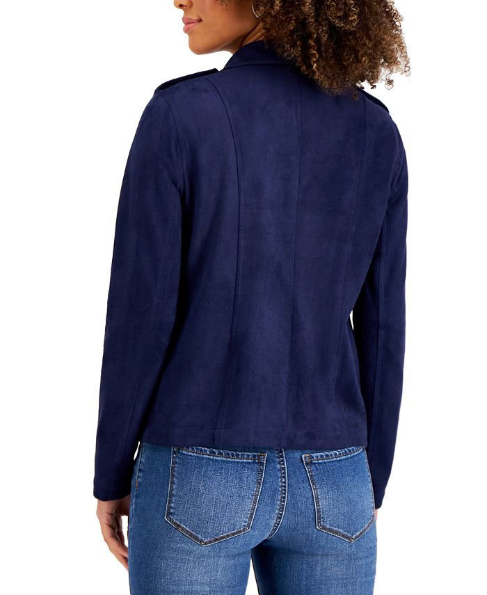 Style & Co Faux Suede Moto Jacket, Created for Macy's & Reviews ...