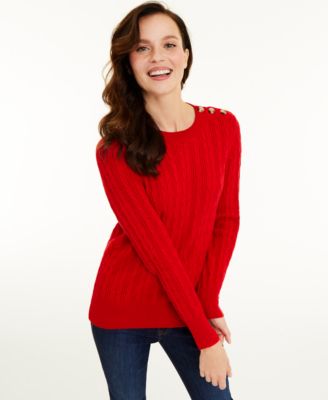 Charter Club Button-Shoulder Sweater 