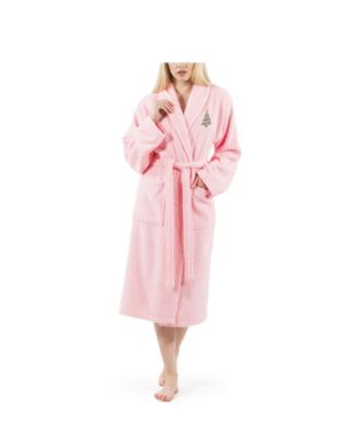 Christmas Tree Design Embroidered Terry Bathrobe