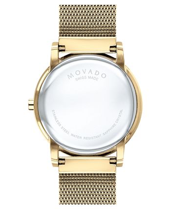 Movado - Unisex Swiss Museum Classic Gold-Tone PVD Stainless Steel Mesh Bracelet Watch 40mm