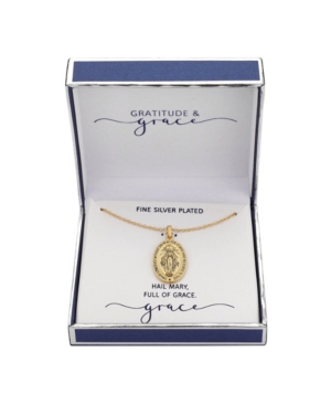 image of Unwritten Fine Silver Plated Virgin Mary Oval Pendant Necklace