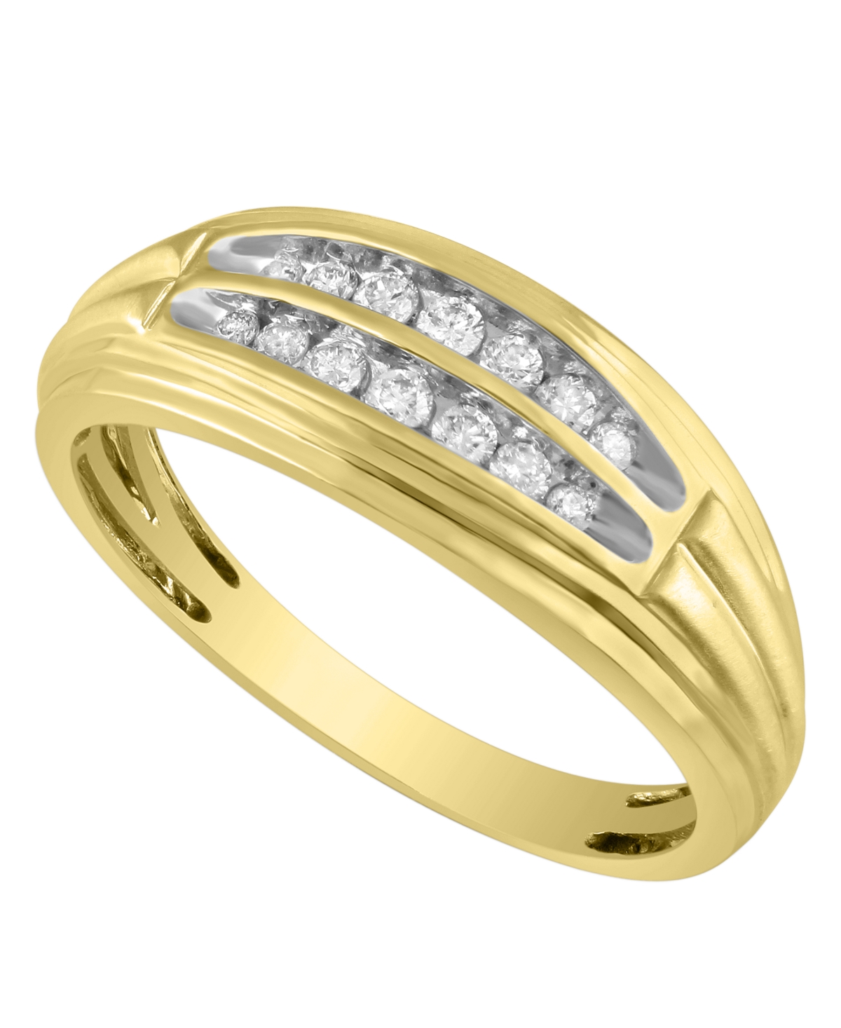 Men's Diamond (1/4 ct. t.w.) Ring in 10K White orGold - Yellow