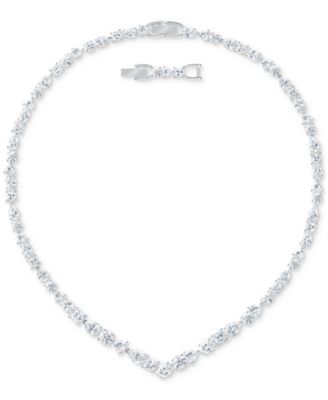 Swarovski - Silver-Tone Multi-Crystal Choker Necklace, 14-7/8" + 3/4" extender