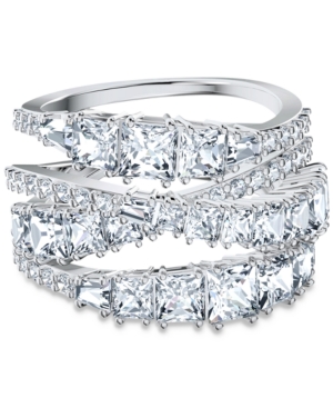 image of Swarovski Silver-Tone Crystal Intertwined Wrap Ring