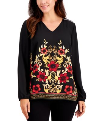 JM Collection - Delilah Printed Embellished Top