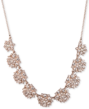 image of Marchesa Rose Gold-Tone Imitation Pearl Cluster Statement Necklace, 16