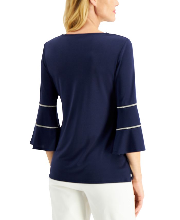 JM Collection Embellished Bell-Sleeve Top, Created for Macy's - Macy's