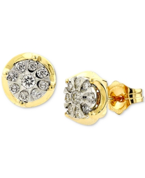 image of Diamond Cluster Stud Earrings (1/4 ct. t.w.) in 10k Gold & White Gold