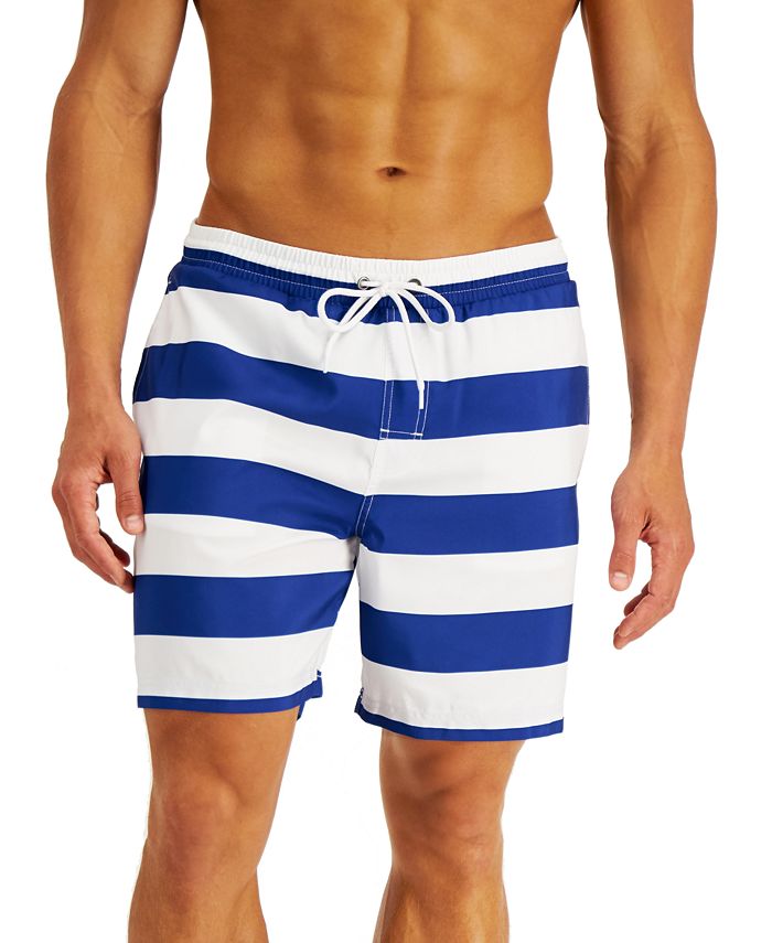 Club Room Men's Cabana Stripe Swim Trunks, Created for Macy's - Macy's