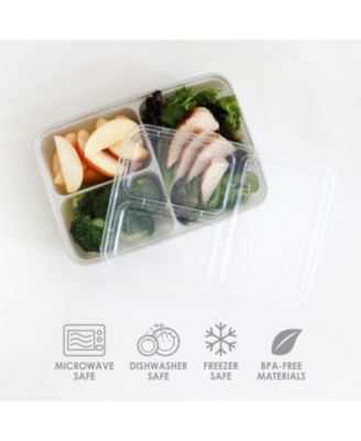 Food Prep 3-Compartment Food Storage Containers, Pack of 10