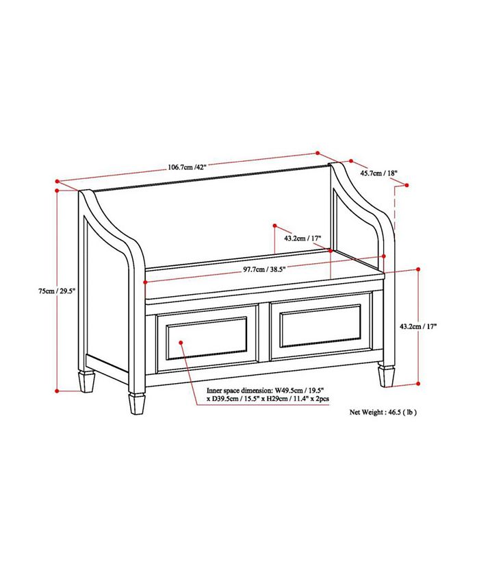 Simpli Home Connaught Solid Wood Entryway Storage Bench Macy's