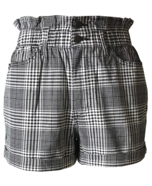 image of Tinseltown Juniors- Plaid Paperbag-Waist Shorts