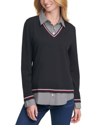 tommy hilfiger layered look sweater