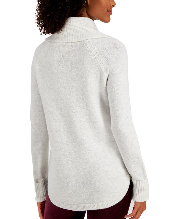 Style & Co Petite Waffle Cowlneck Sweater, Created for Macy's & Reviews ...