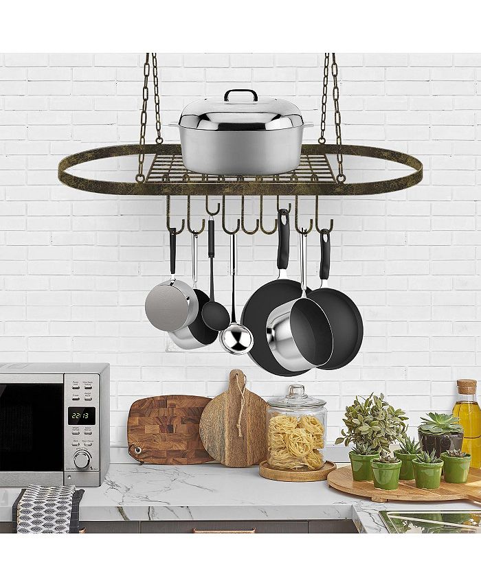 Sorbus Rustic Ceiling Mounted Pot Rack with Hooks Macy's