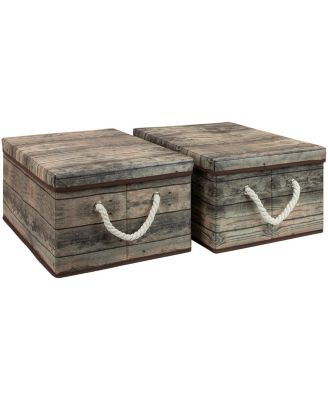 2-Pack Rustic Wood Pattern Storage Box Set