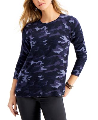 Style & Co - Camo-Print Pullover Sweater