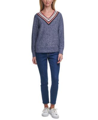 Tommy Hilfiger Textured Marled V-Neck Sweater