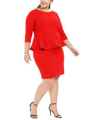 calvin klein red peplum dress