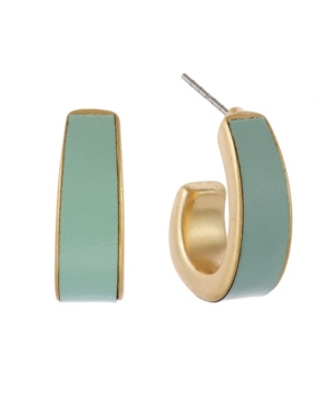 image of The Sak Gold-Tone Leather Inlay Clip Hoop Earrings