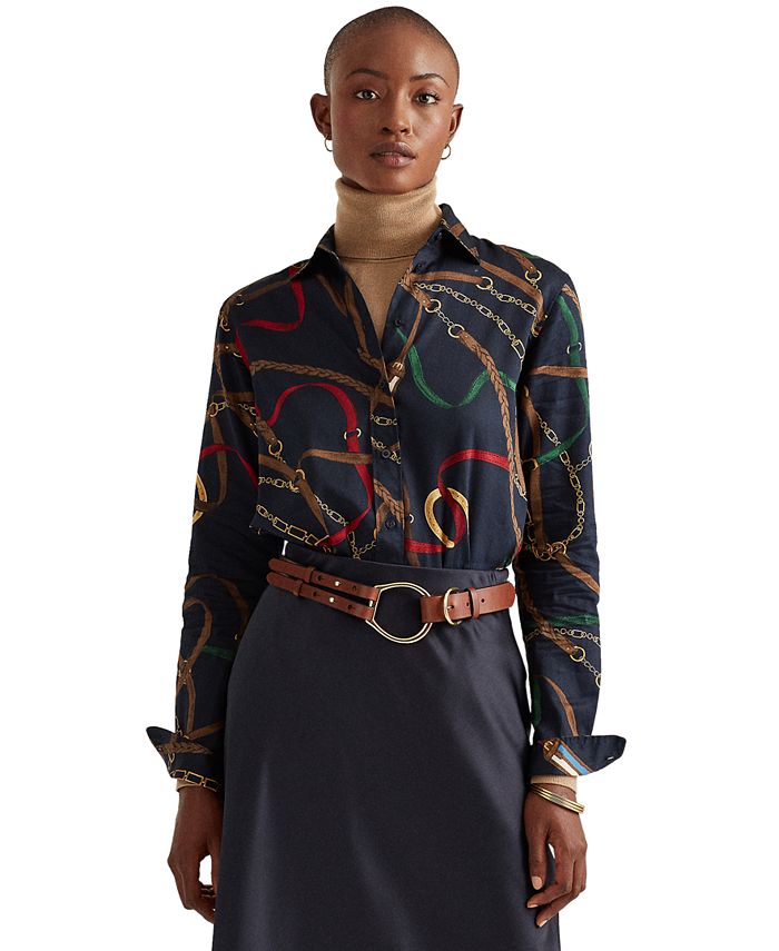 Lauren Ralph Lauren Print Cotton Sateen Shirt - Macy's