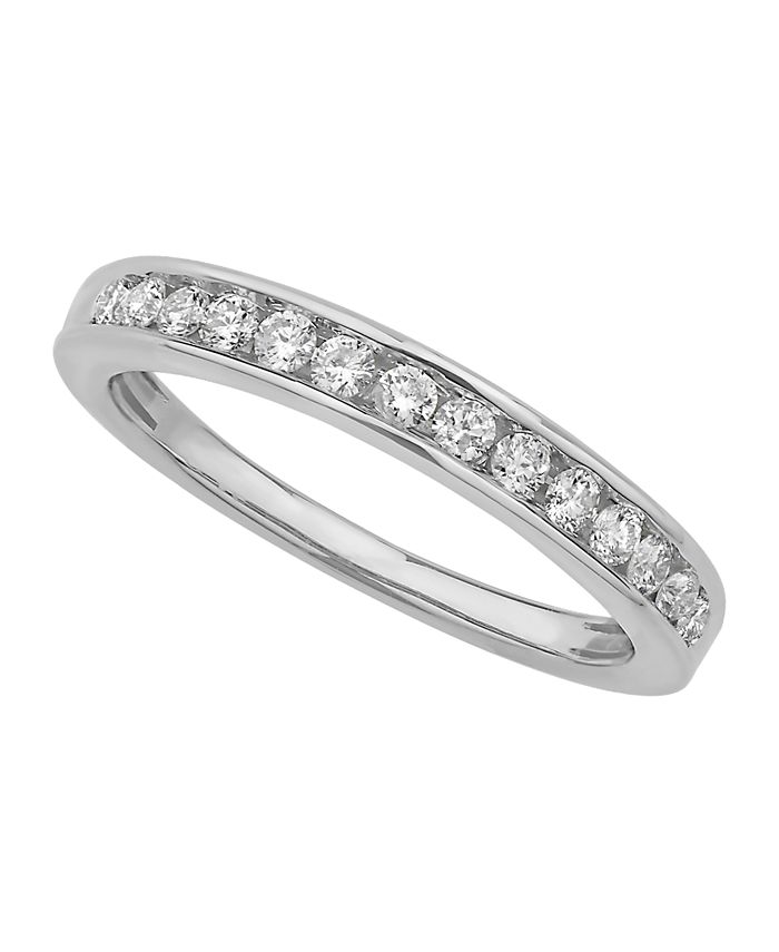 Macy's Certified Diamond Channel Band 1/4 ct. t.w. in 14k White or ...