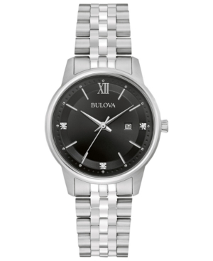 image of Bulova Women-s Diamond Accent Stainless Steel Bracelet Watch 32mm