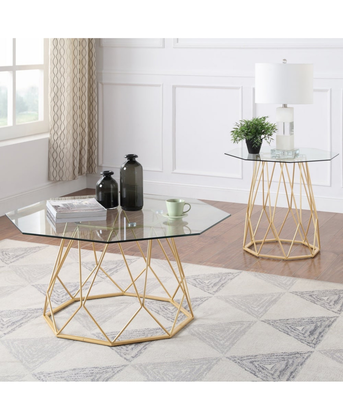 Trystance Glass Top Coffee Table - Gold-Tone