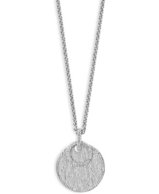 EFFY Collection - Diamond Circle & Textured Disc 18" Pendant Necklace (1/6 ct. t.w.) in Sterling Silver