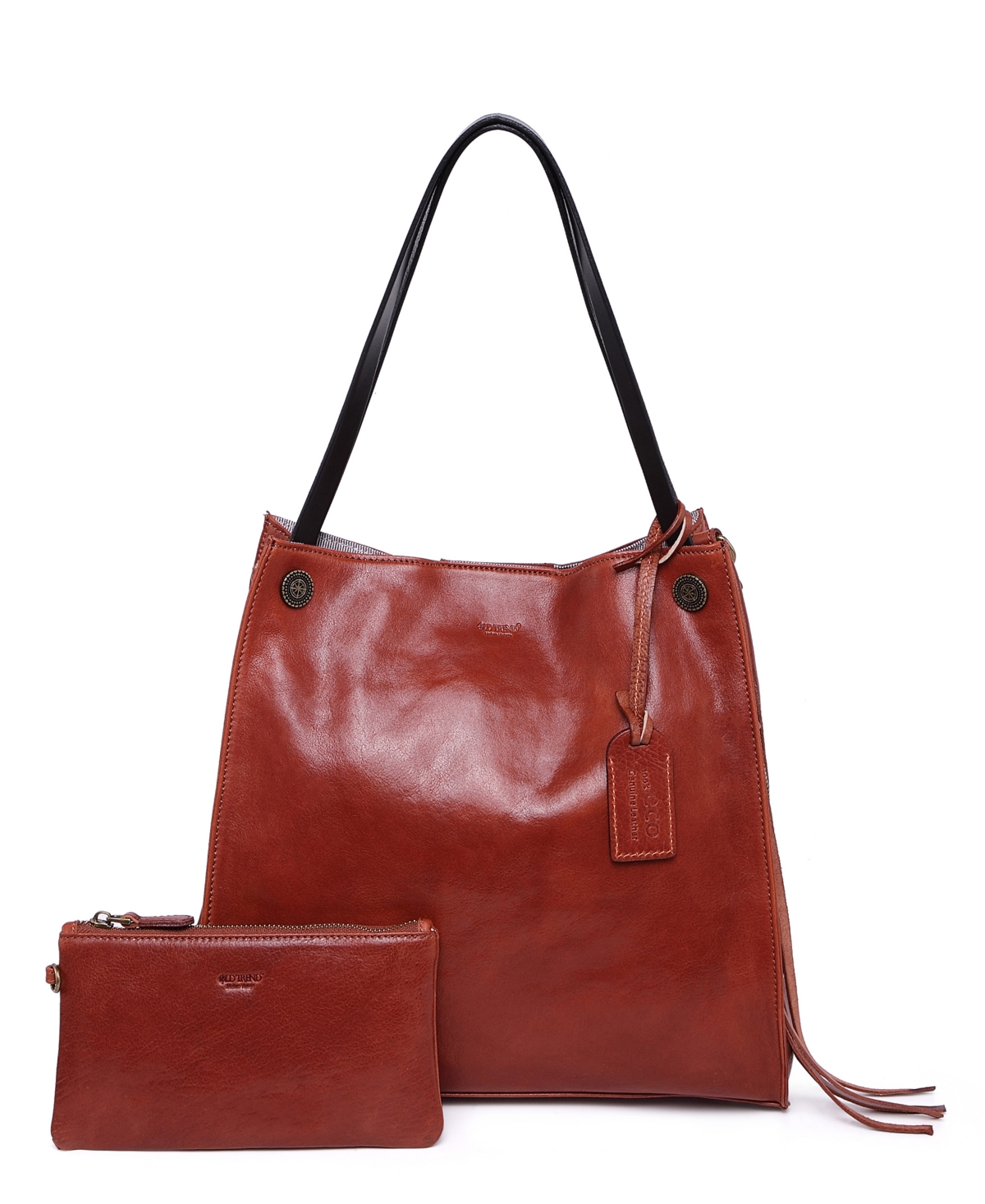 Women's Genuine Leather Daisy Tote Bag - Cognac