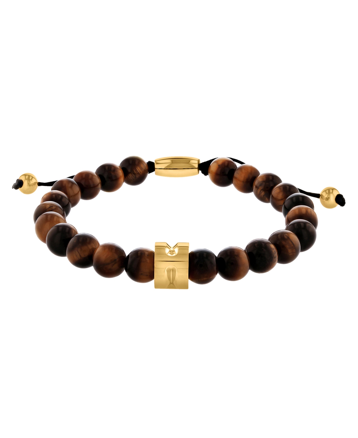 C & c Jewelry Macy's Men's Tiger's Eye Bead Bolo Bracelet with Stainless Steel Accents