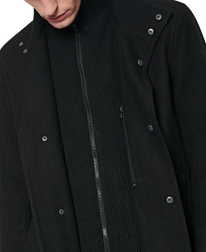 Marc New York Men's Coyle Melton Wool Car Coat with Inset Knit Bib Macy's