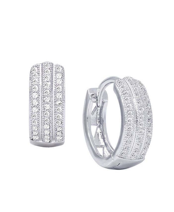 Macy's Cubic Zirconia 3Row Huggie Hoop Earrings Macy's