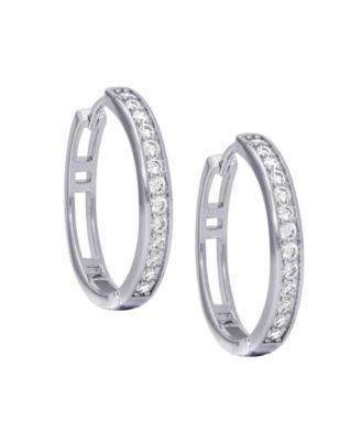 Cubic Zirconia Pave Round Hoop Earrings