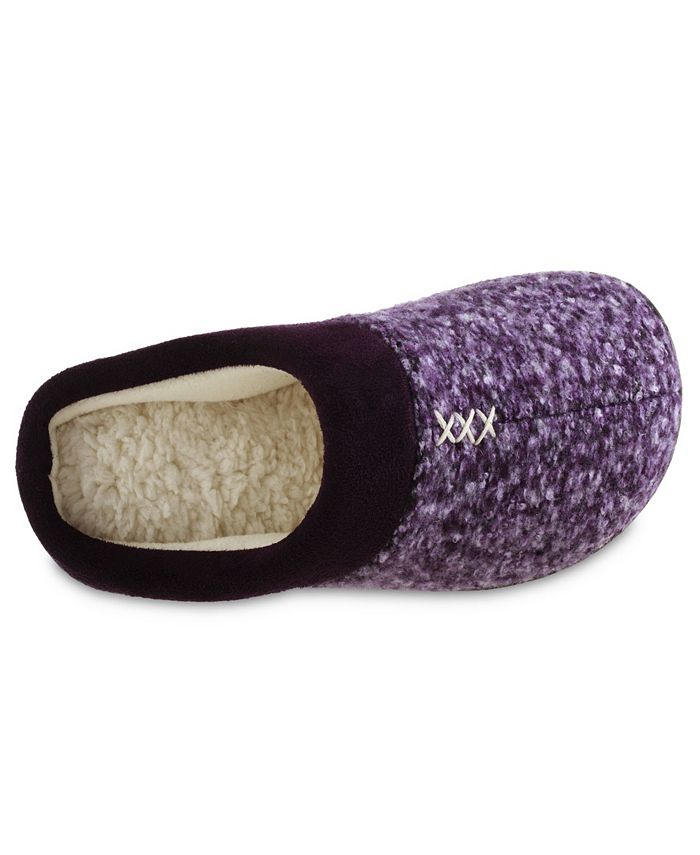 women's isotoner jessie microsuede heathered knit hoodback slipper