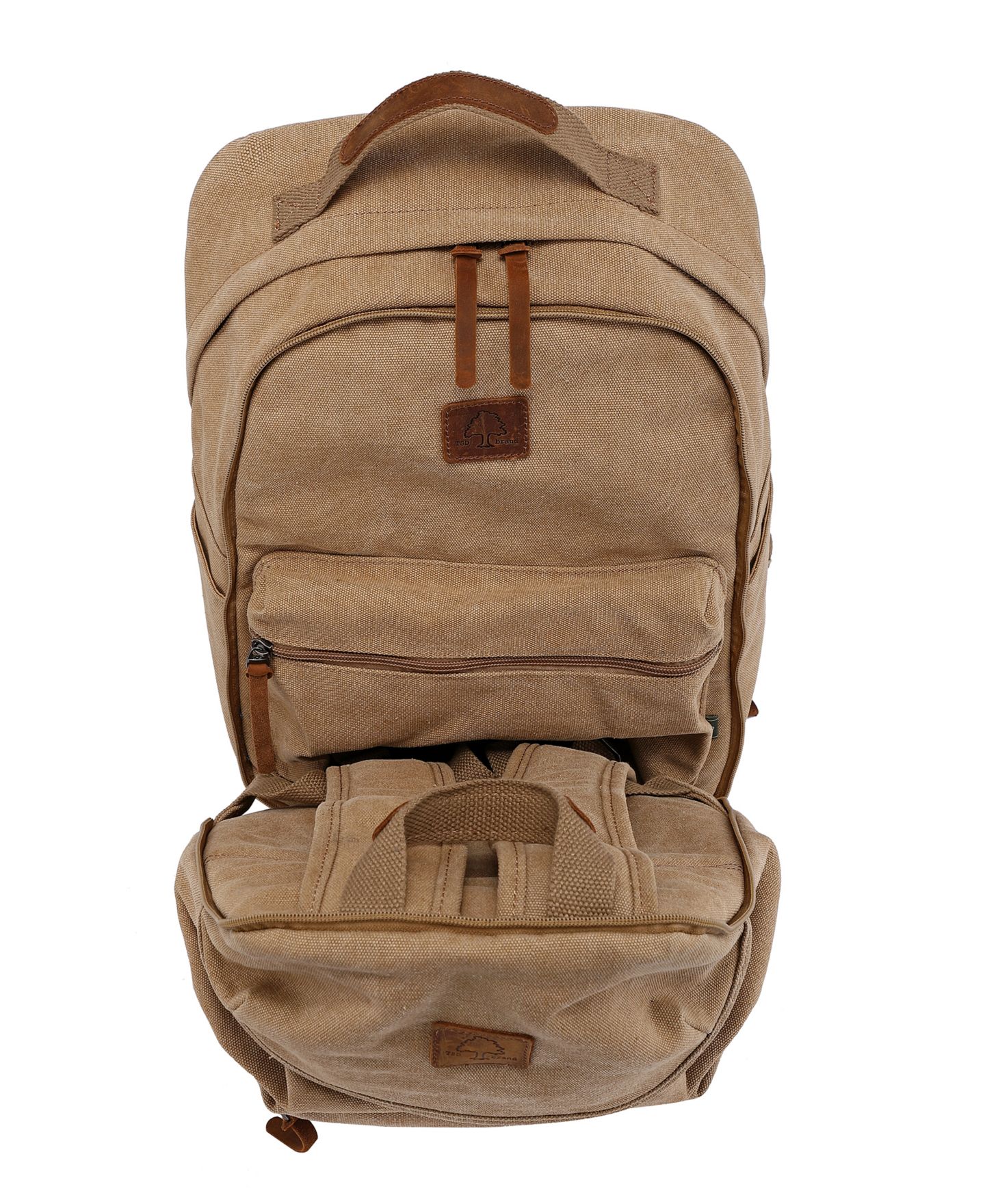 Рюкзак TSD BRAND Trail and Tree Double Canvas Handbag, цвет: Хаки — фото 12