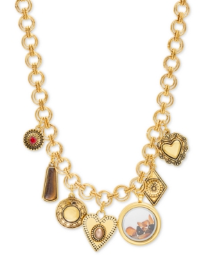 image of Steve Madden Gold-Tone Crystal & Stone Multi-Charm 20