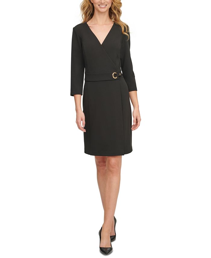 DKNY Faux-Wrap Dress With Hardware Detail & Reviews - Dresses - Women ...